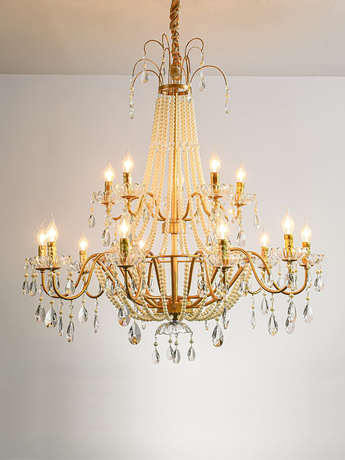 Eurvaros lámpara de araña vintage de cristal y latón