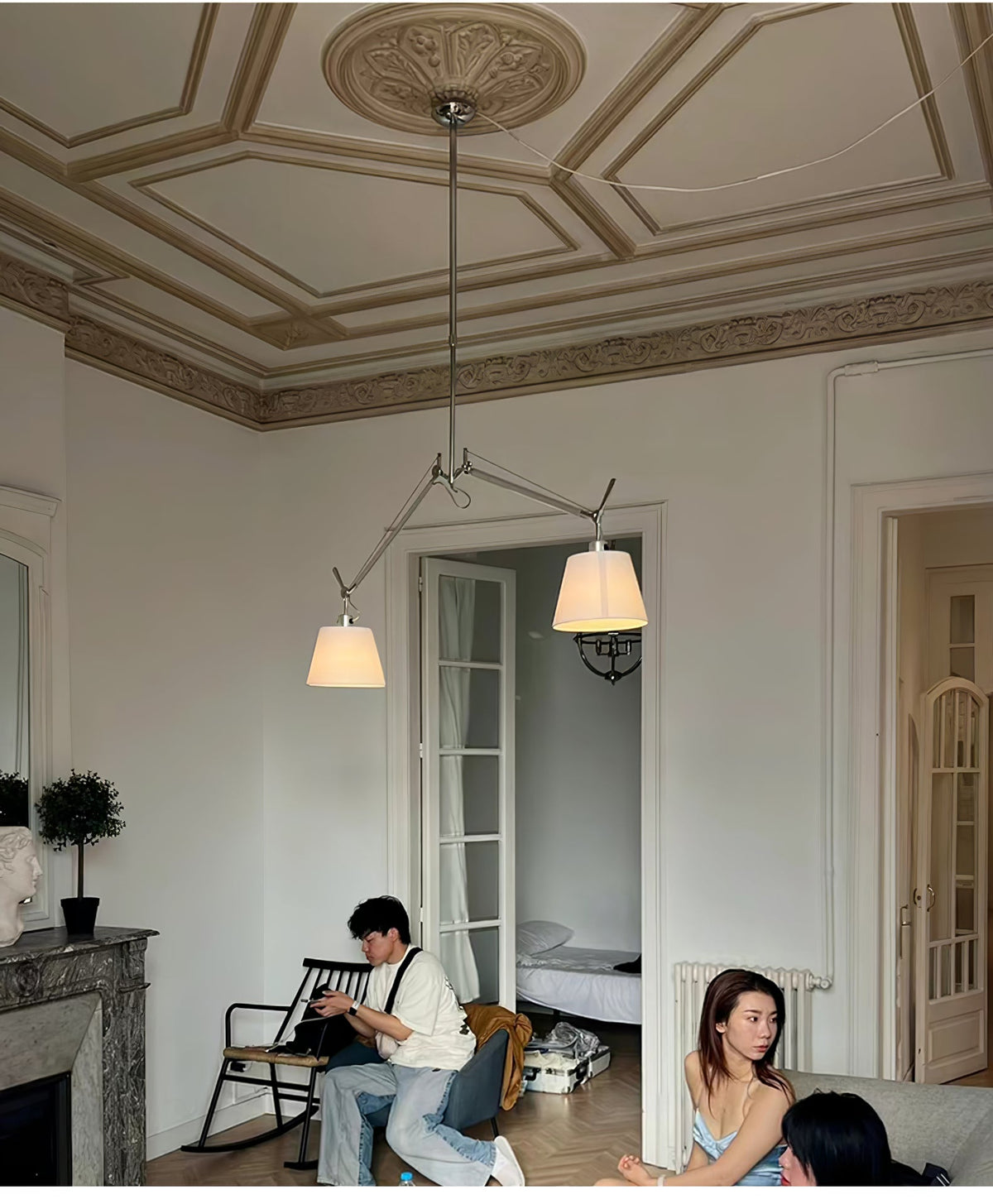 Evmirion lámpara colgante con pantalla de tejido Premium elegancia