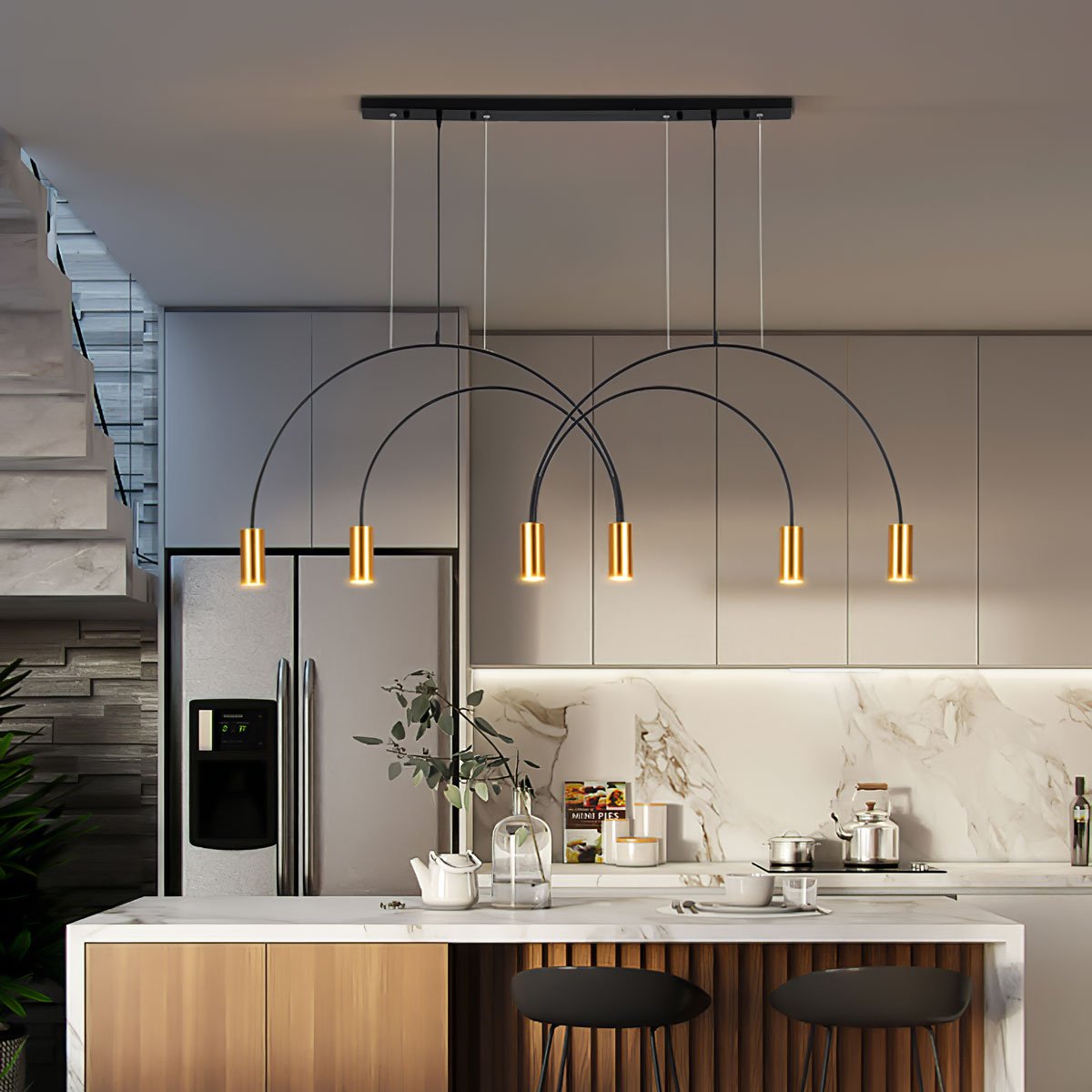 Noriel lámpara colgante minimalista con cilindros superpuestos para comedor cilíndrico
