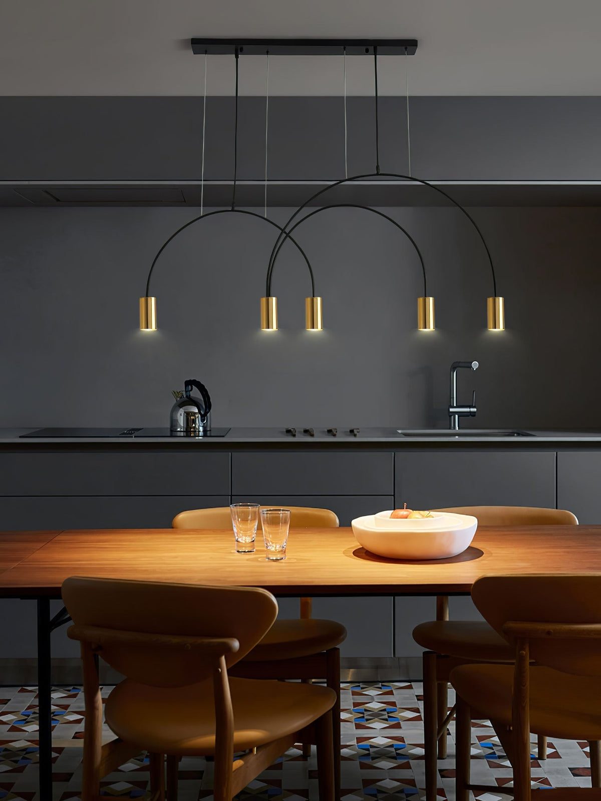 Noriel lámpara colgante minimalista con cilindros superpuestos para comedor cilíndrico