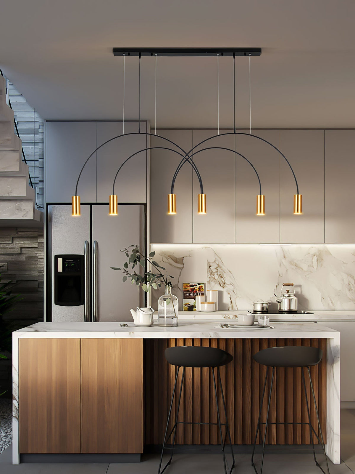 Noriel lámpara colgante minimalista con cilindros superpuestos para comedor cilíndrico