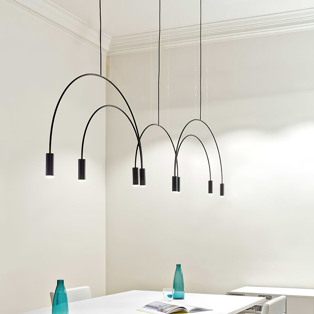 Noriel lámpara colgante minimalista con cilindros superpuestos para comedor cilíndrico
