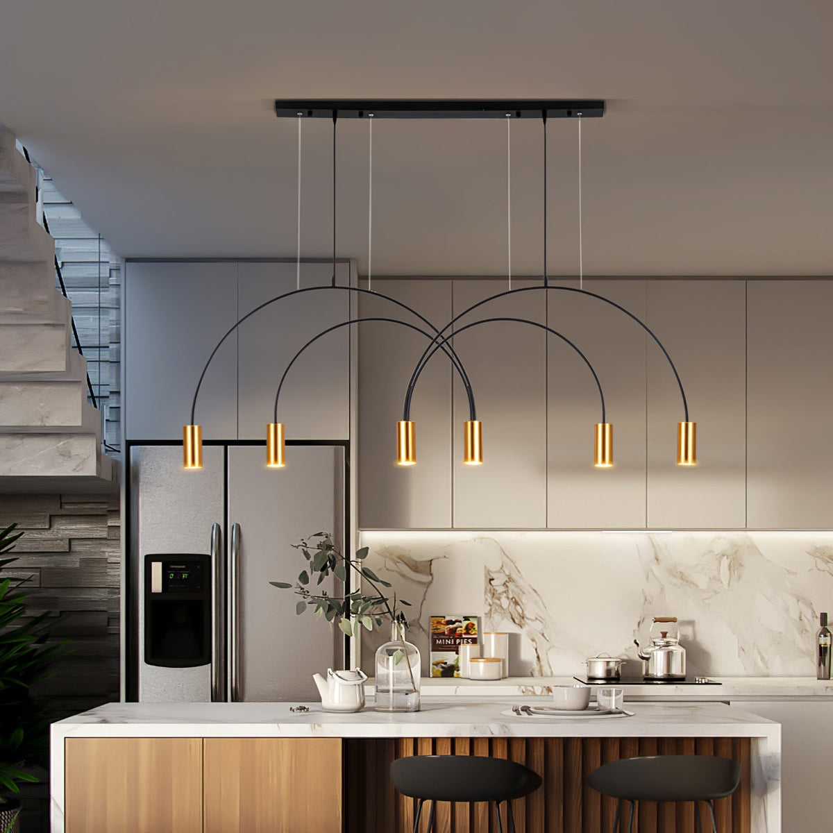 Noriel lámpara colgante minimalista con cilindros superpuestos para comedor cilíndrico