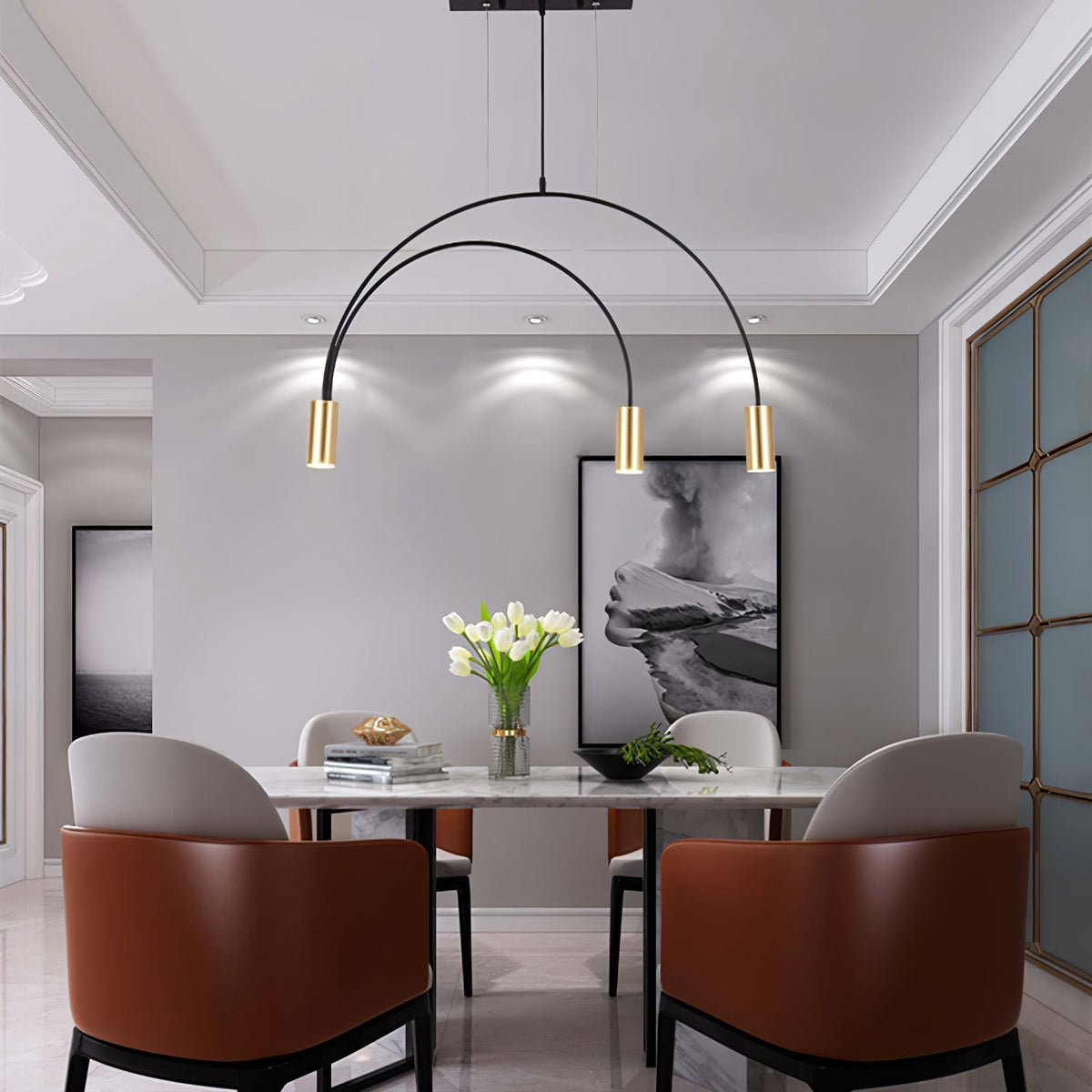 Noriel lámpara colgante minimalista con cilindros superpuestos para comedor cilíndrico
