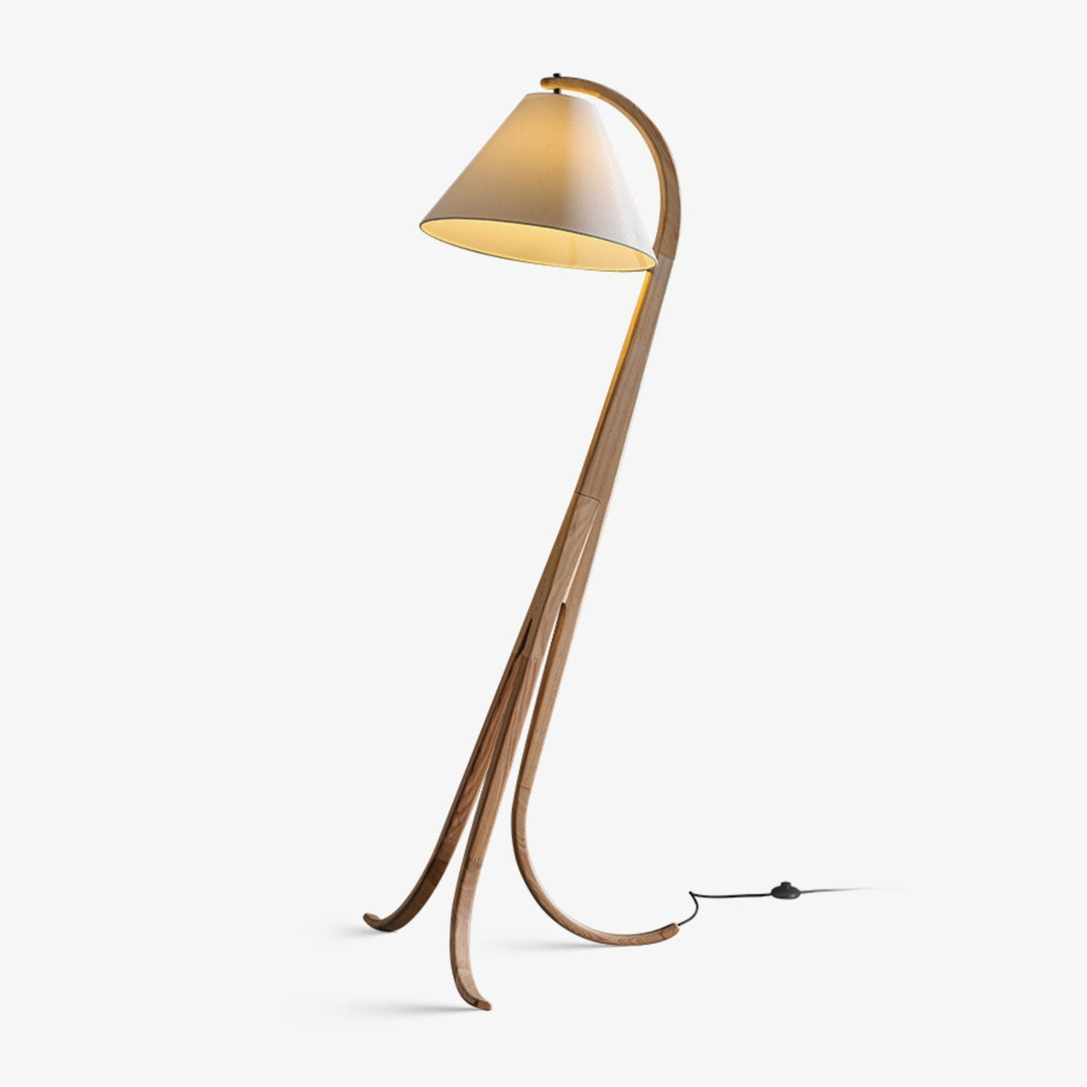 Udorila lámpara de pie curva de madera