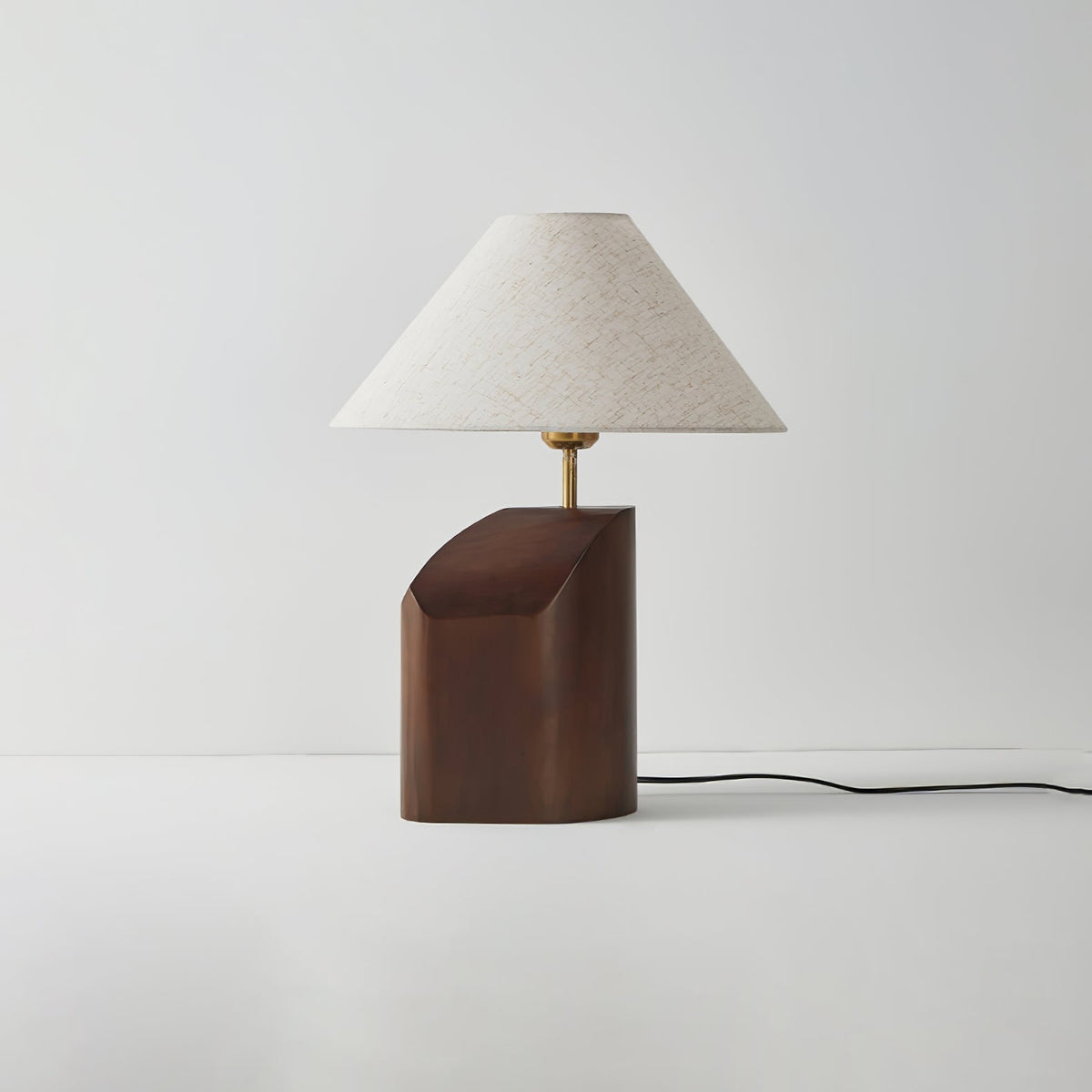 Halene lámpara de mesa de madera y tejido