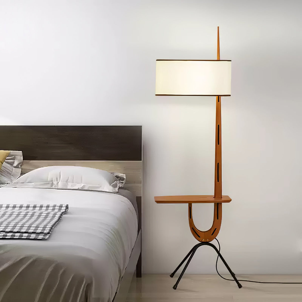 Vemara lámpara de pie de madera estilo mid-century