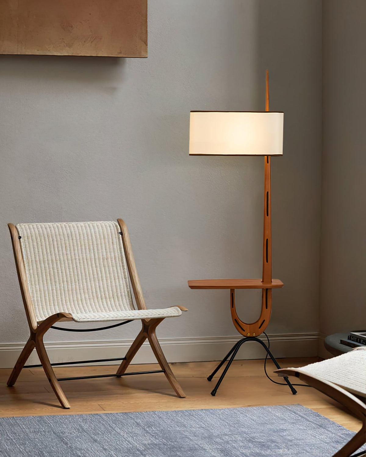 Vemara lámpara de pie de madera estilo mid-century