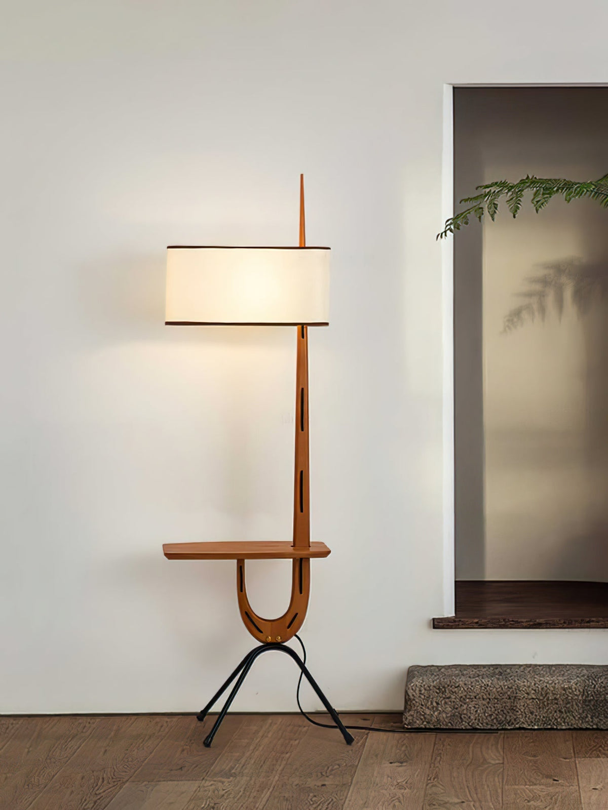 Vemara lámpara de pie de madera estilo mid-century