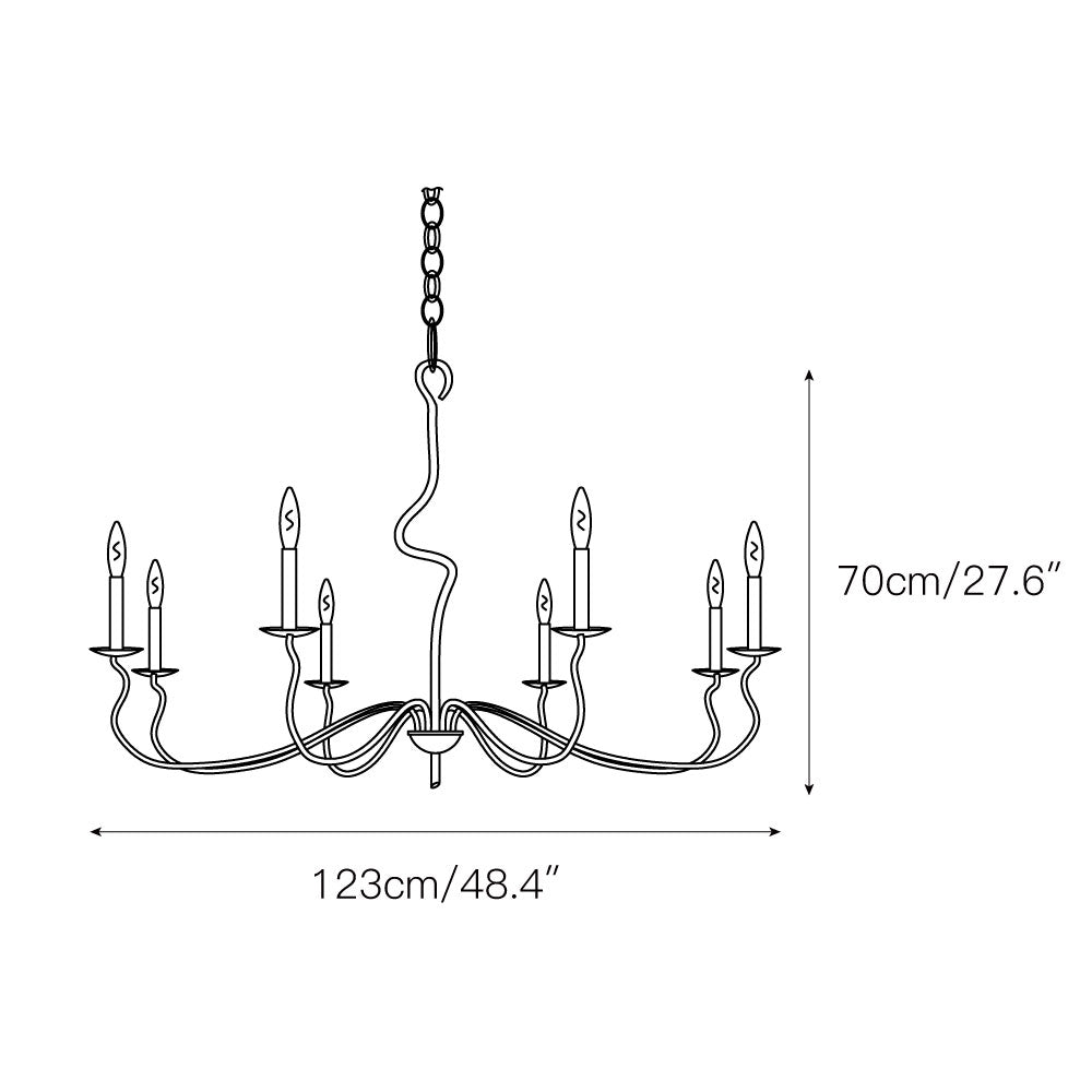 Rauduvyo lámpara de araña moderna minimalista industrial de metal