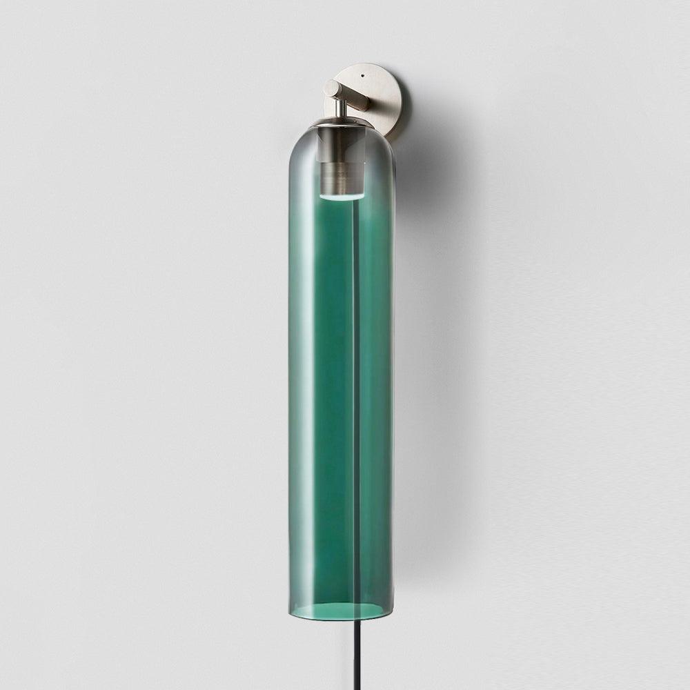 Aplique de pared con cilindro de vidrio y enchufe enchufable