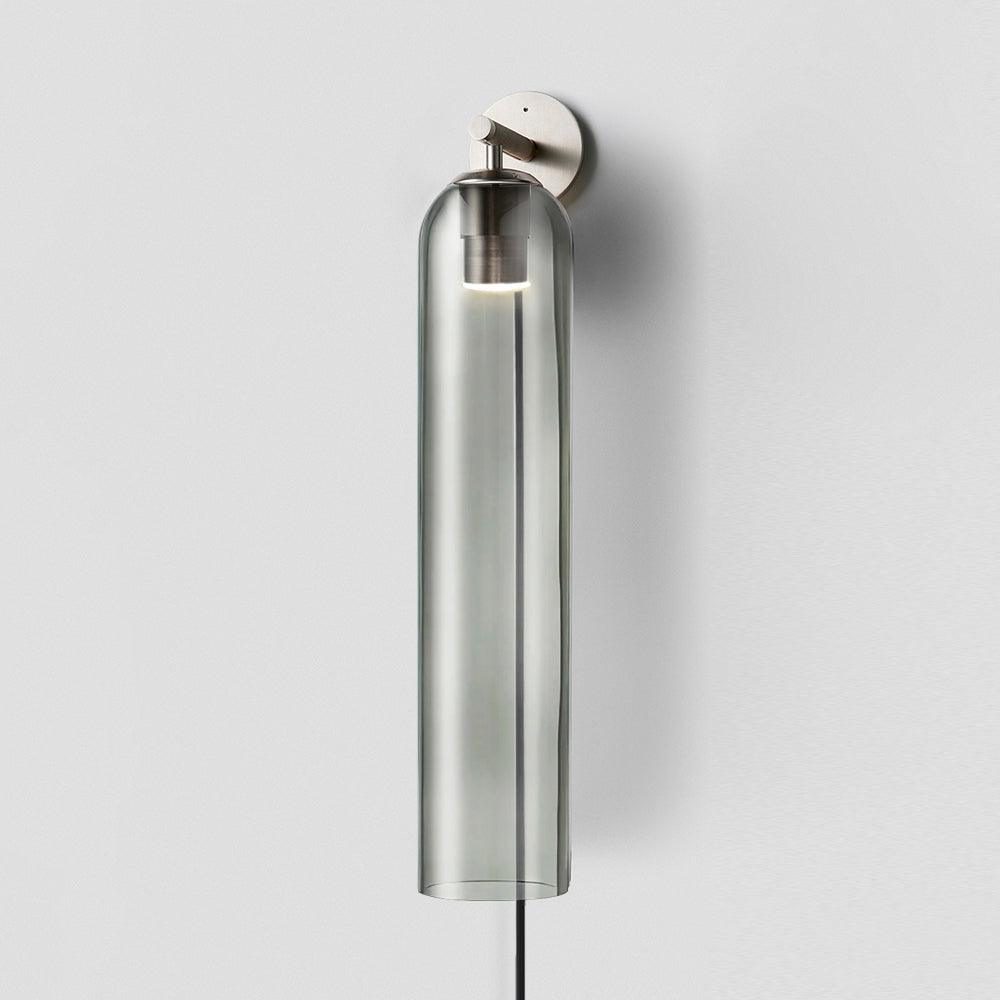Aplique de pared con cilindro de vidrio y enchufe enchufable