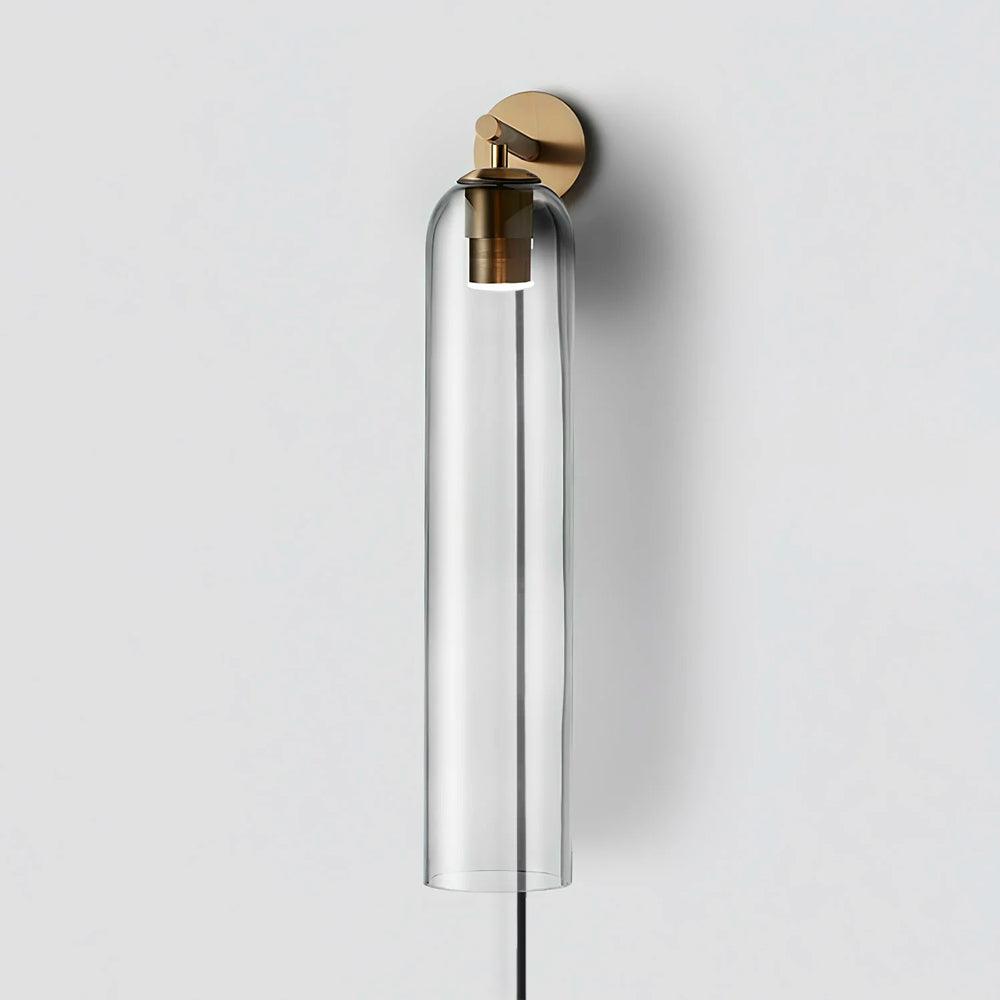 Aplique de pared con cilindro de vidrio y enchufe enchufable