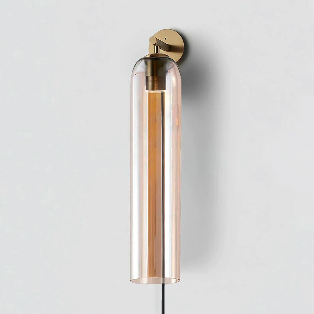 Aplique de pared con cilindro de vidrio y enchufe enchufable