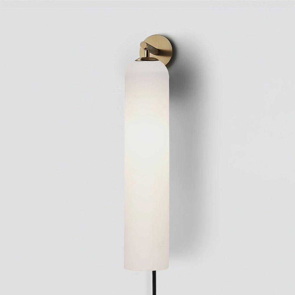 Aplique de pared con cilindro de vidrio y enchufe enchufable