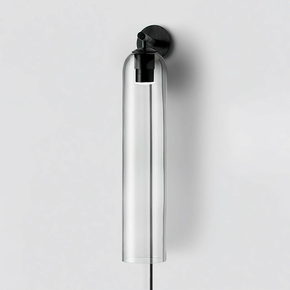 Aplique de pared con cilindro de vidrio y enchufe enchufable