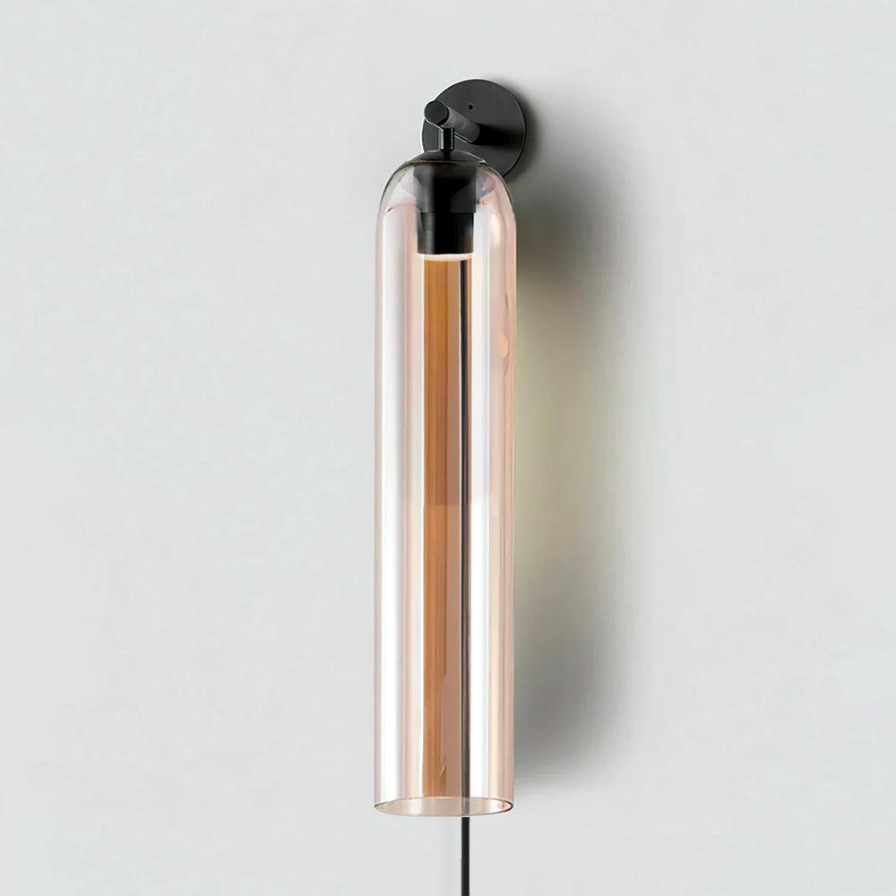 Aplique de pared con cilindro de vidrio y enchufe enchufable