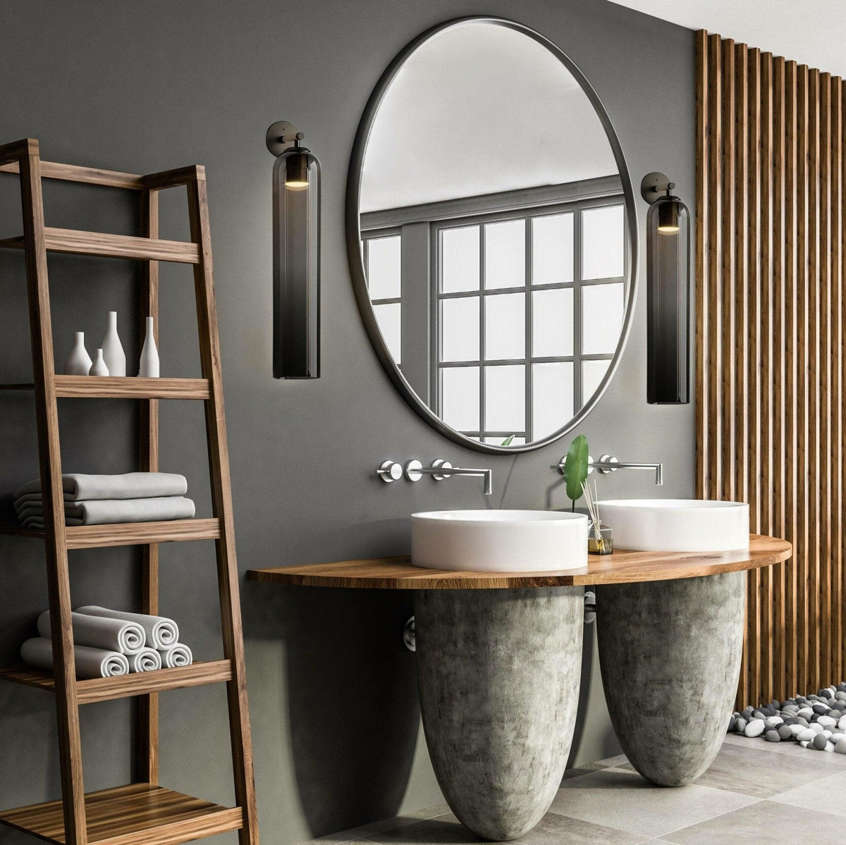 Aplique de pared con cilindro de vidrio y enchufe enchufable