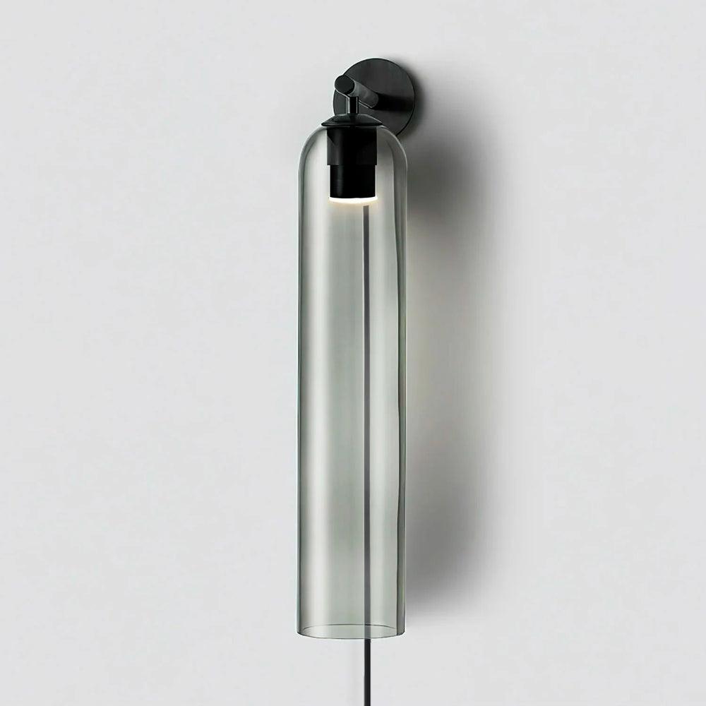 Aplique de pared con cilindro de vidrio y enchufe enchufable
