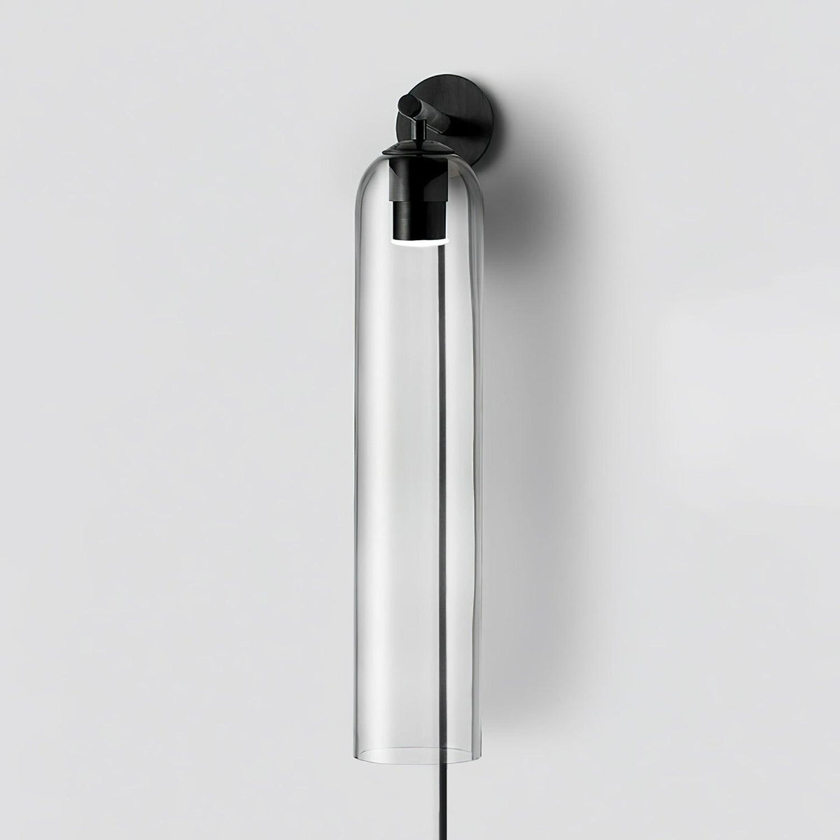 Aplique de pared con cilindro de vidrio y enchufe enchufable