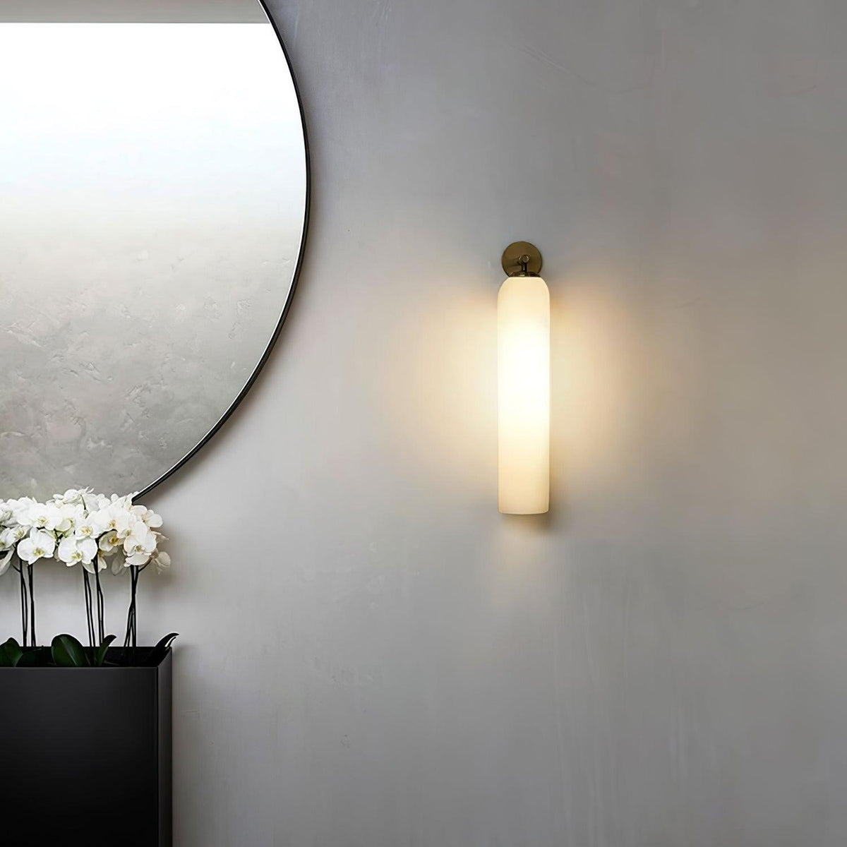 Aplique de pared con cilindro de vidrio y enchufe enchufable
