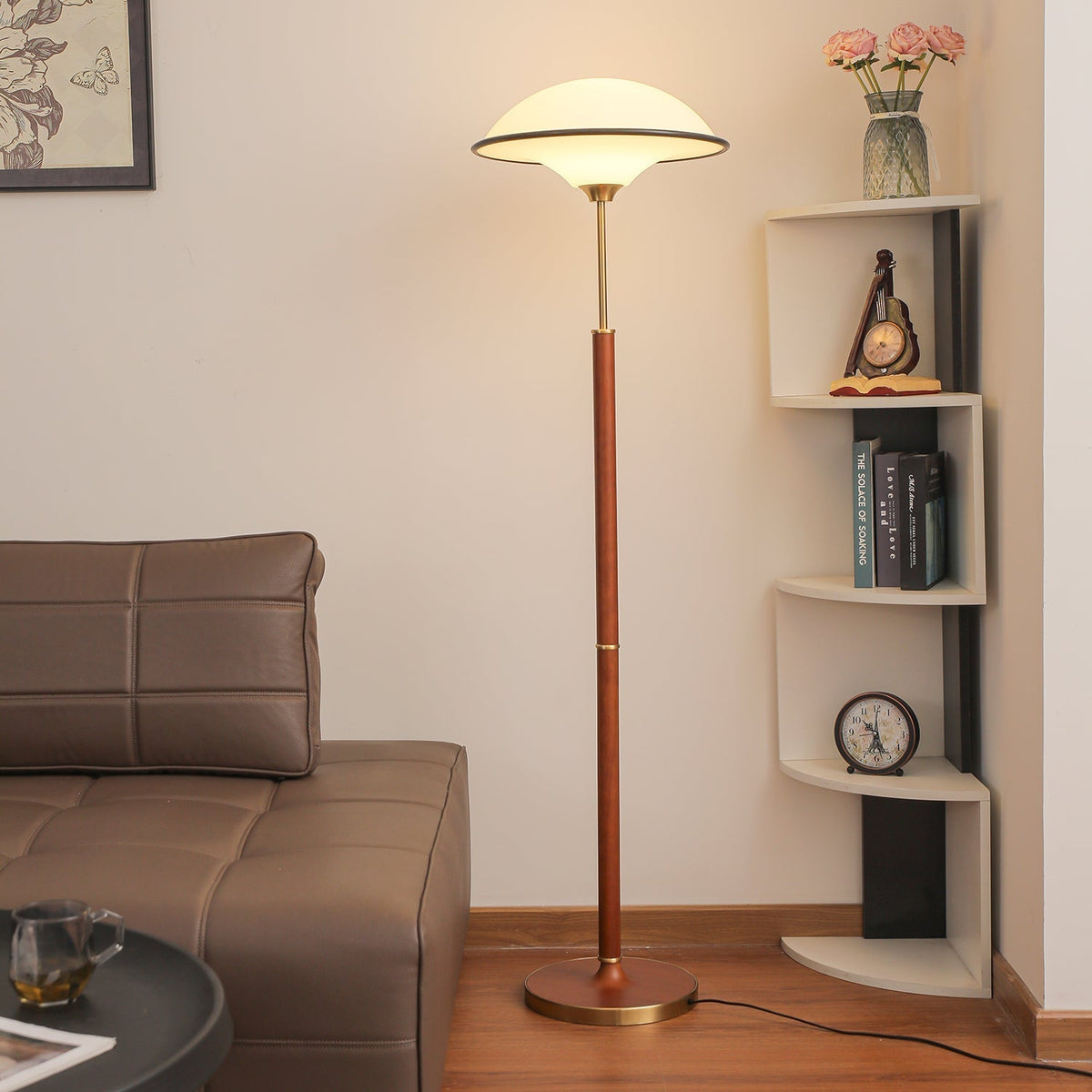 Astralis lámpara de pie de madera estilo Art Deco