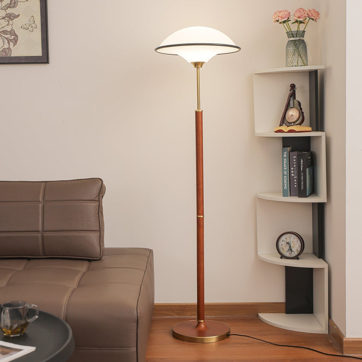 Astralis lámpara de pie de madera estilo Art Deco