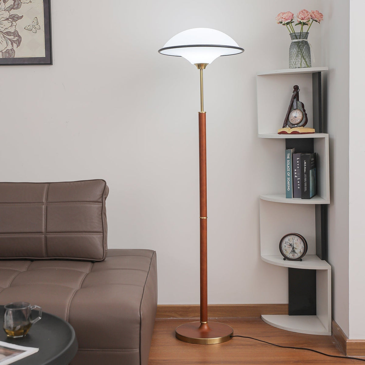 Astralis lámpara de pie de madera estilo Art Deco