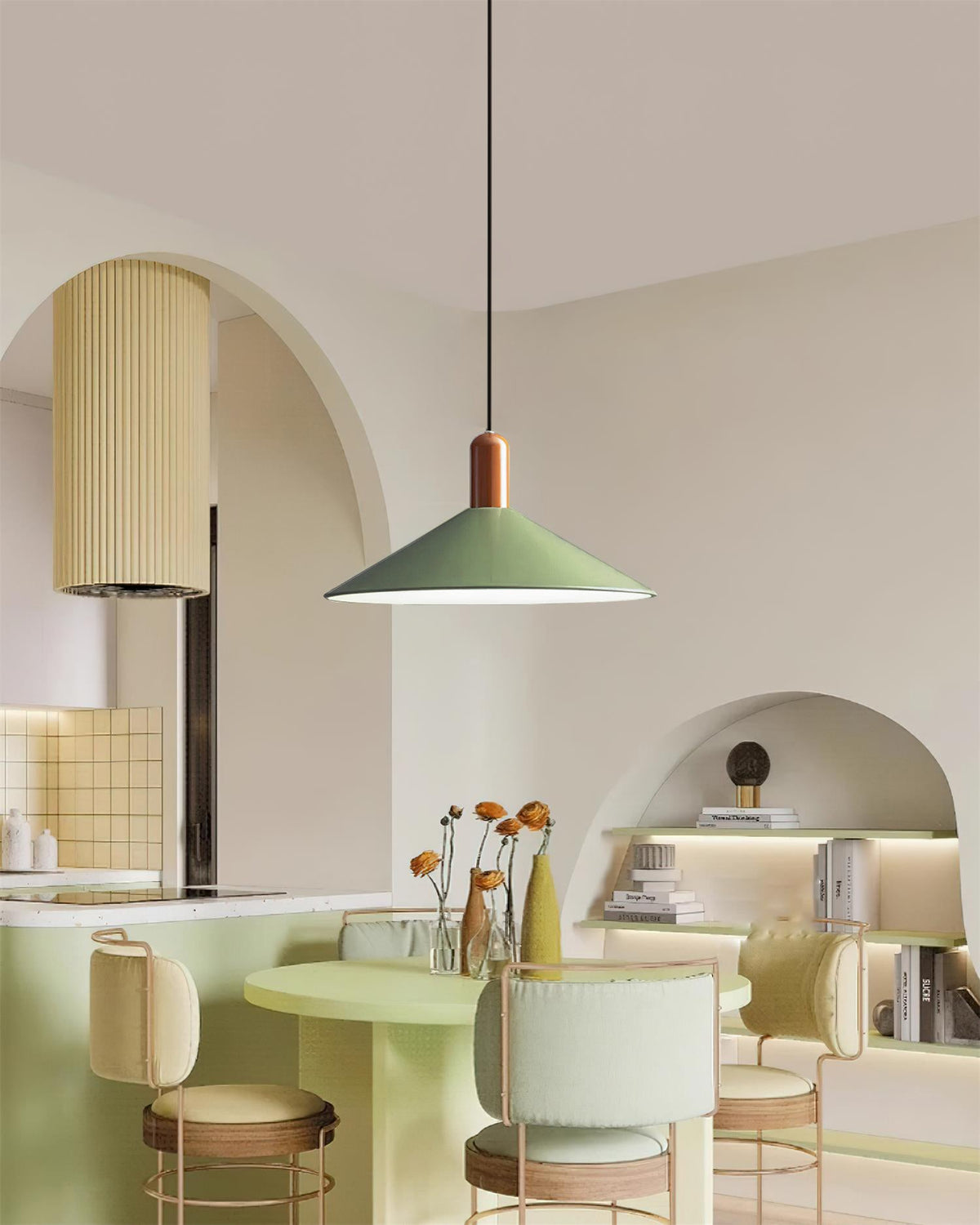 Lámpara colgante LED minimalista cónica para comedor