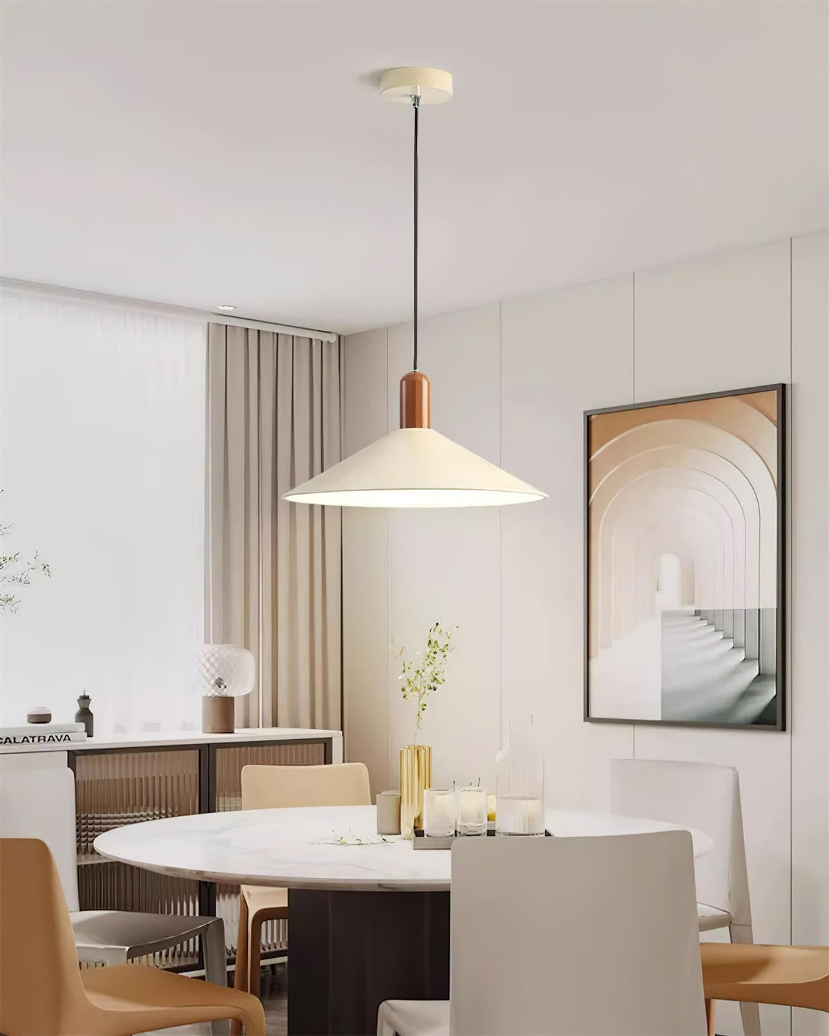 Lámpara colgante LED minimalista cónica para comedor