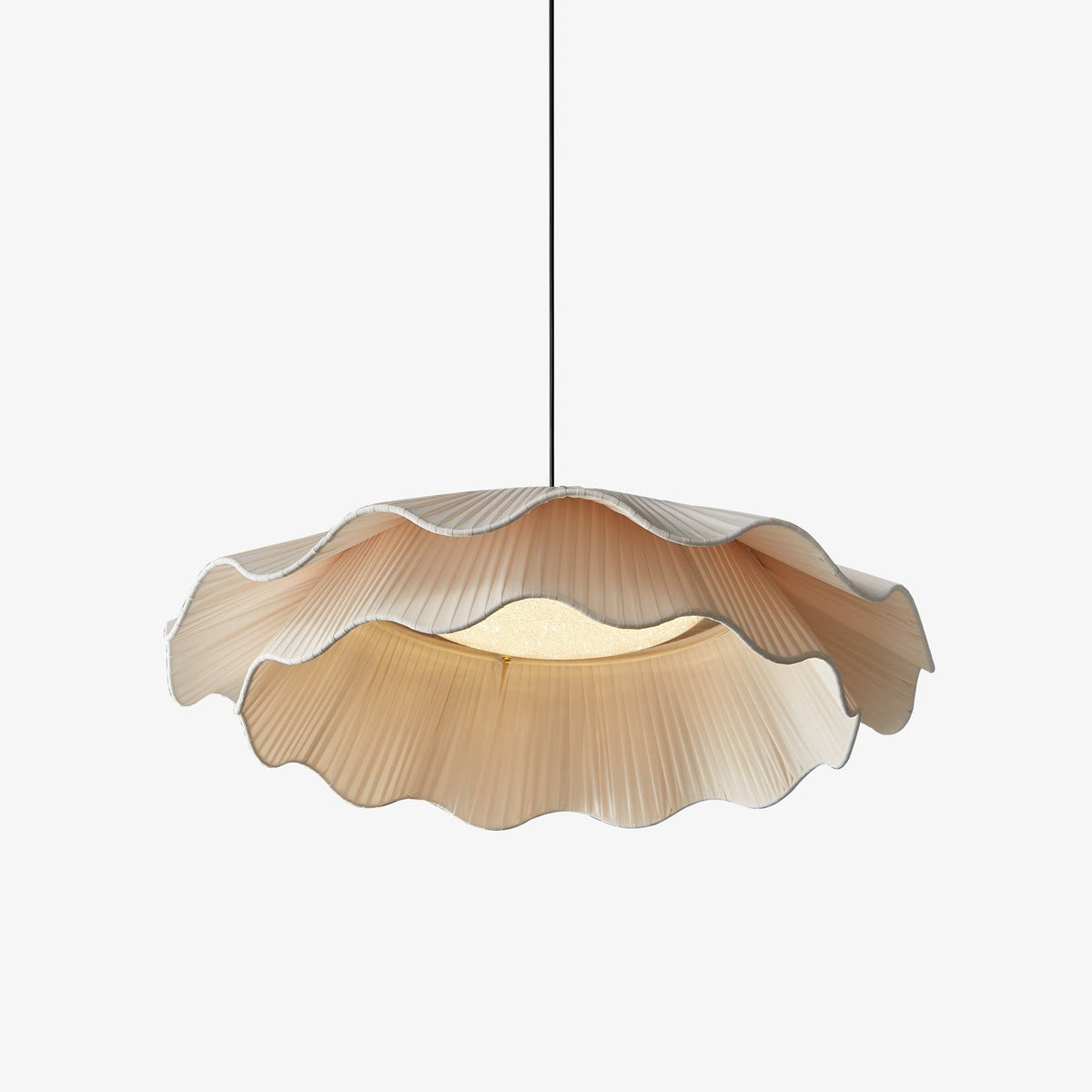 Ellorel lámpara colgante elegancia onda de latón con pantalla de tejido