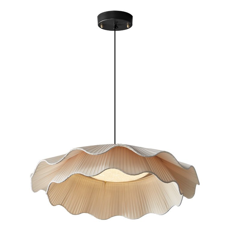 Ellorel lámpara colgante elegancia onda de latón con pantalla de tejido