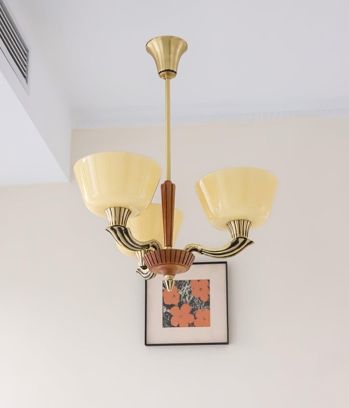 Rolvin lámpara de araña con pantalla abombada vintage
