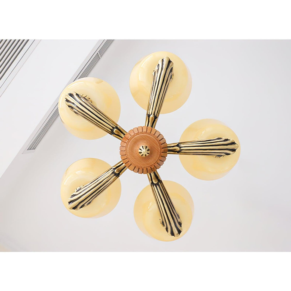 Rolvin lámpara de araña con pantalla abombada vintage