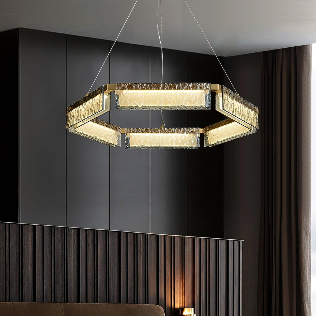 Hexa lámpara de araña de lujo de vidrio LED