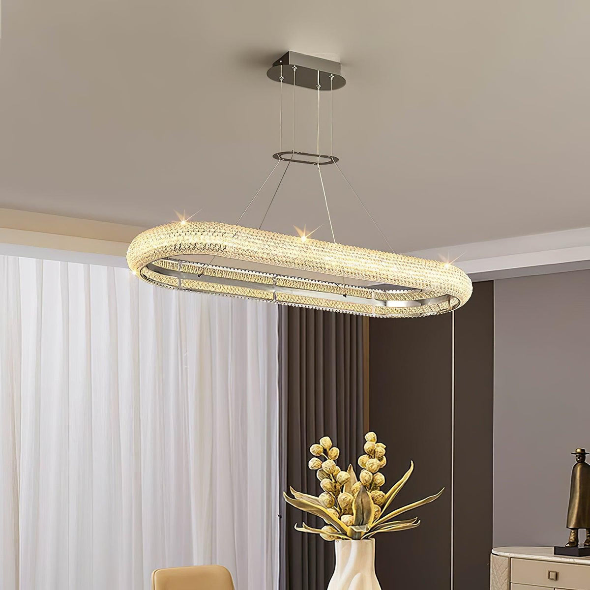 Vazorora lámpara de araña moderna minimalista con anillo de cristal