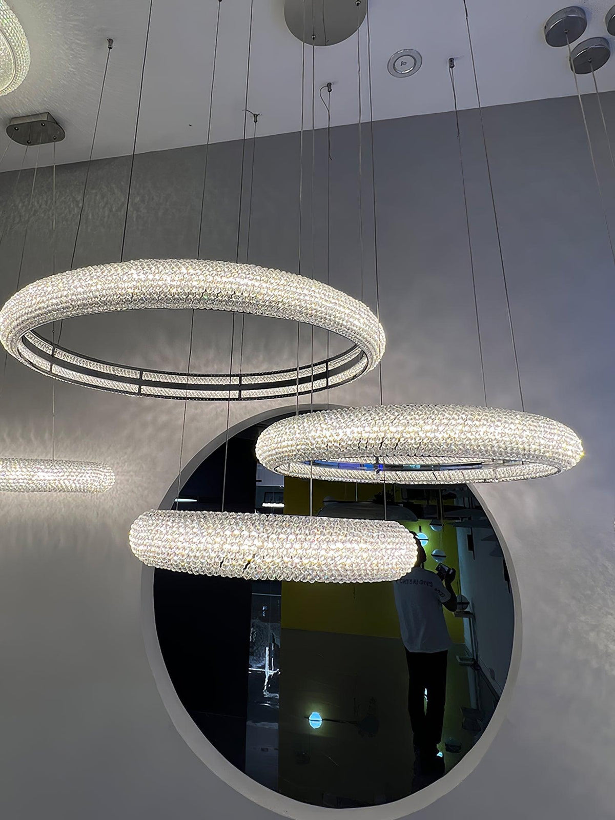 Vazorora lámpara de araña moderna minimalista con anillo de cristal