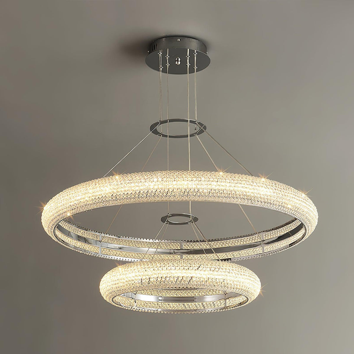 Vazorora lámpara de araña moderna minimalista con anillo de cristal