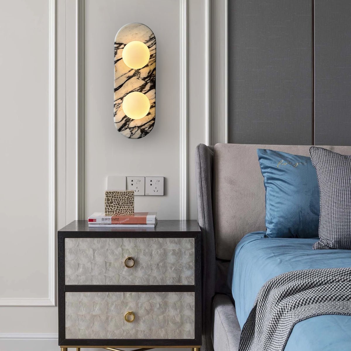 Eirenise aplique de pared Elegancia vidrio mármol Único