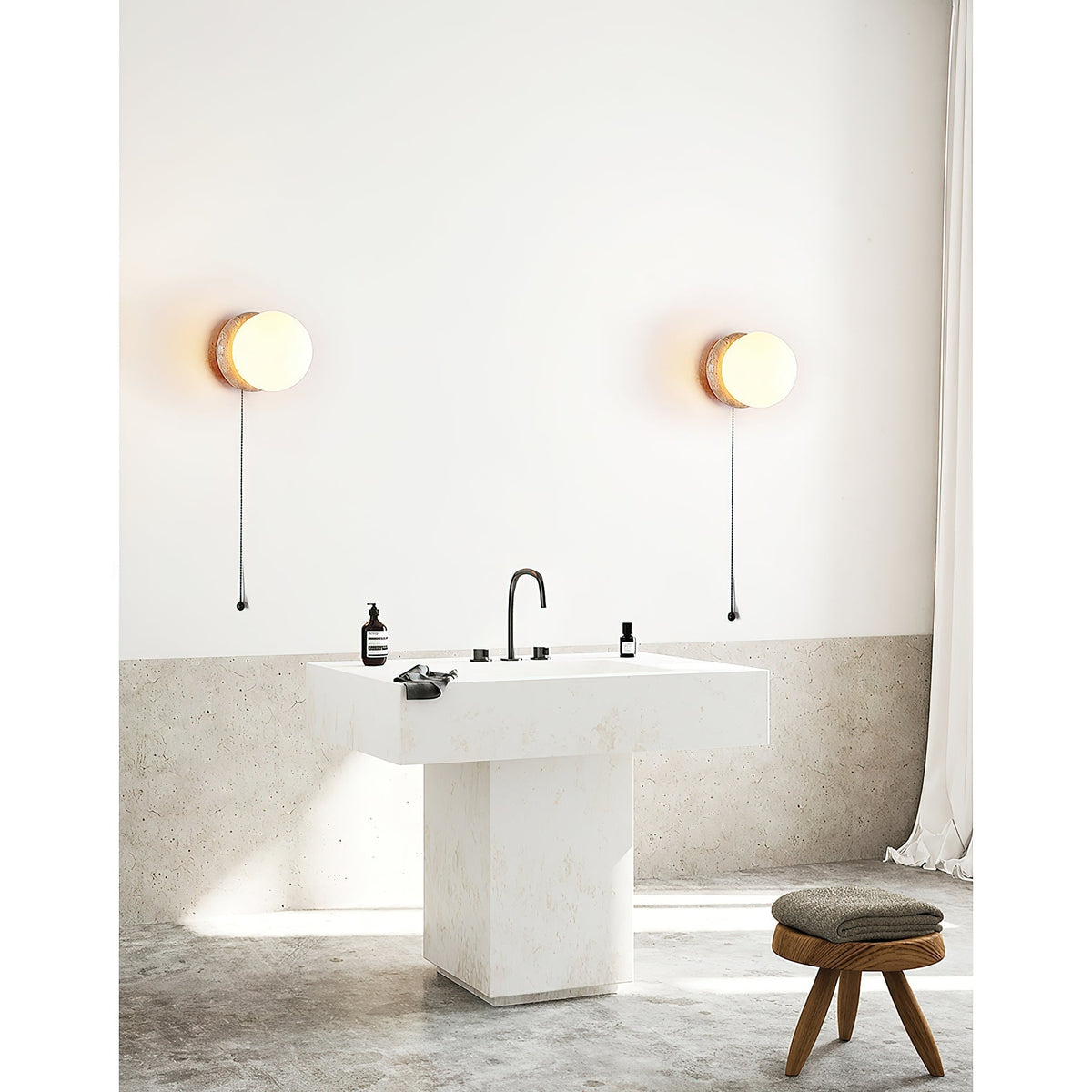Norisaria aplique de pared travertino vidrio