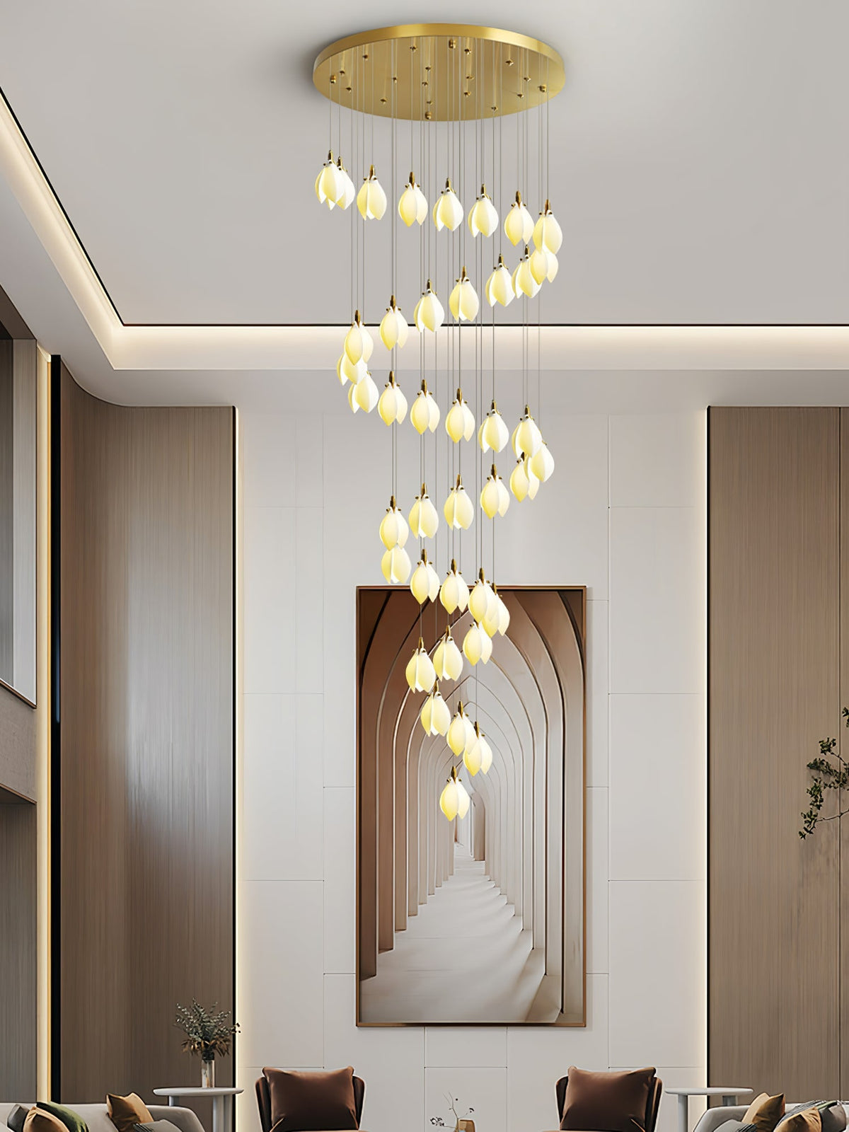 Caphayra lámpara de araña floral en cerámica y latón