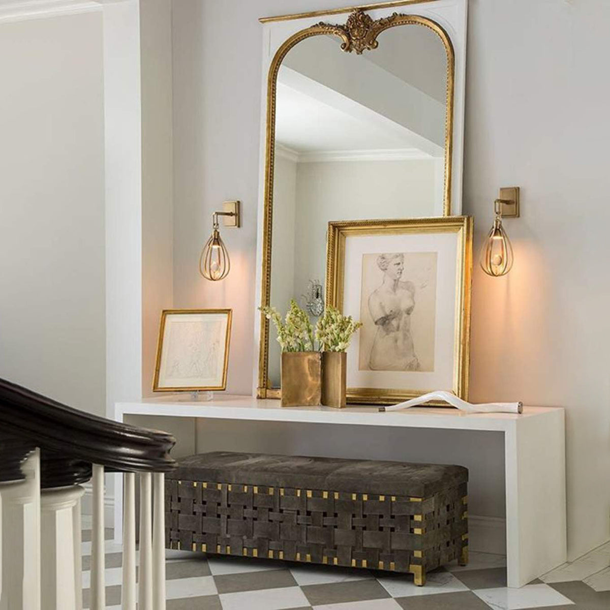 Gloruvys aplique de pared moderno minimalista de latón con decoración de cristal
