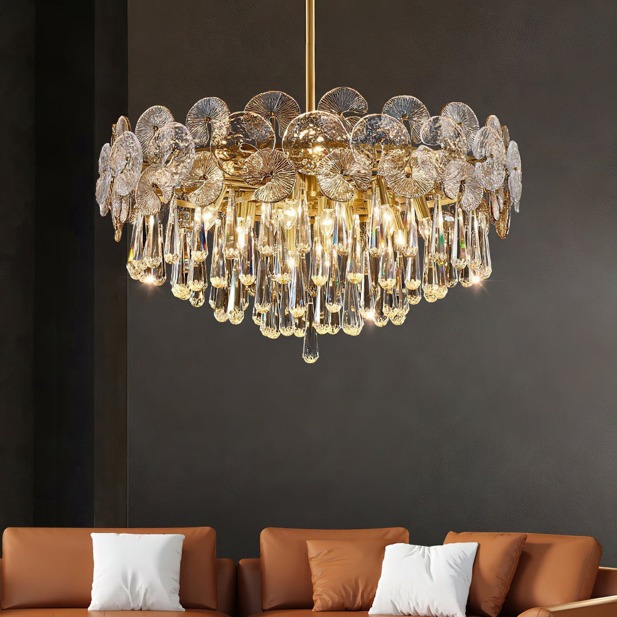 Caeluvyo lámpara de araña postmoderna de lujo con elegancia y decoración de cristal
