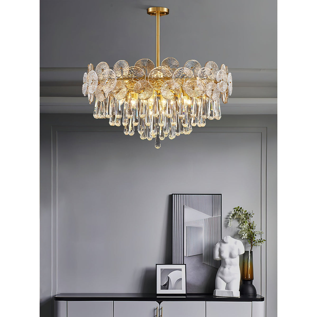 Caeluvyo lámpara de araña postmoderna de lujo con elegancia y decoración de cristal