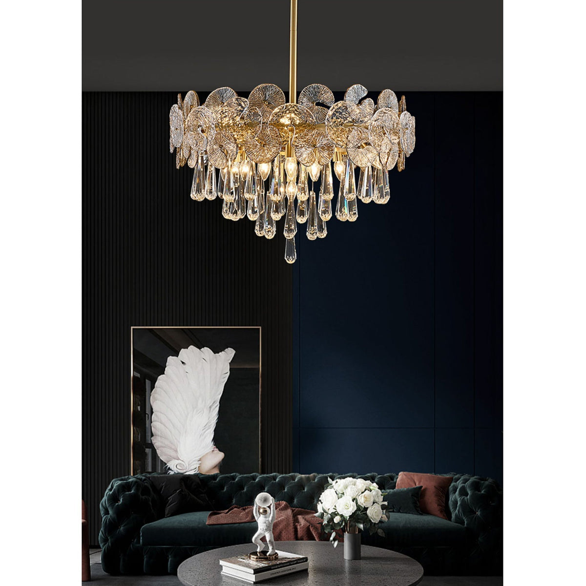 Caeluvyo lámpara de araña postmoderna de lujo con elegancia y decoración de cristal