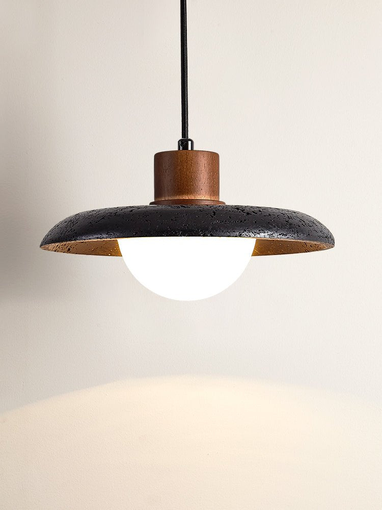Zenk lámpara colgante de cúpula en travertino negro