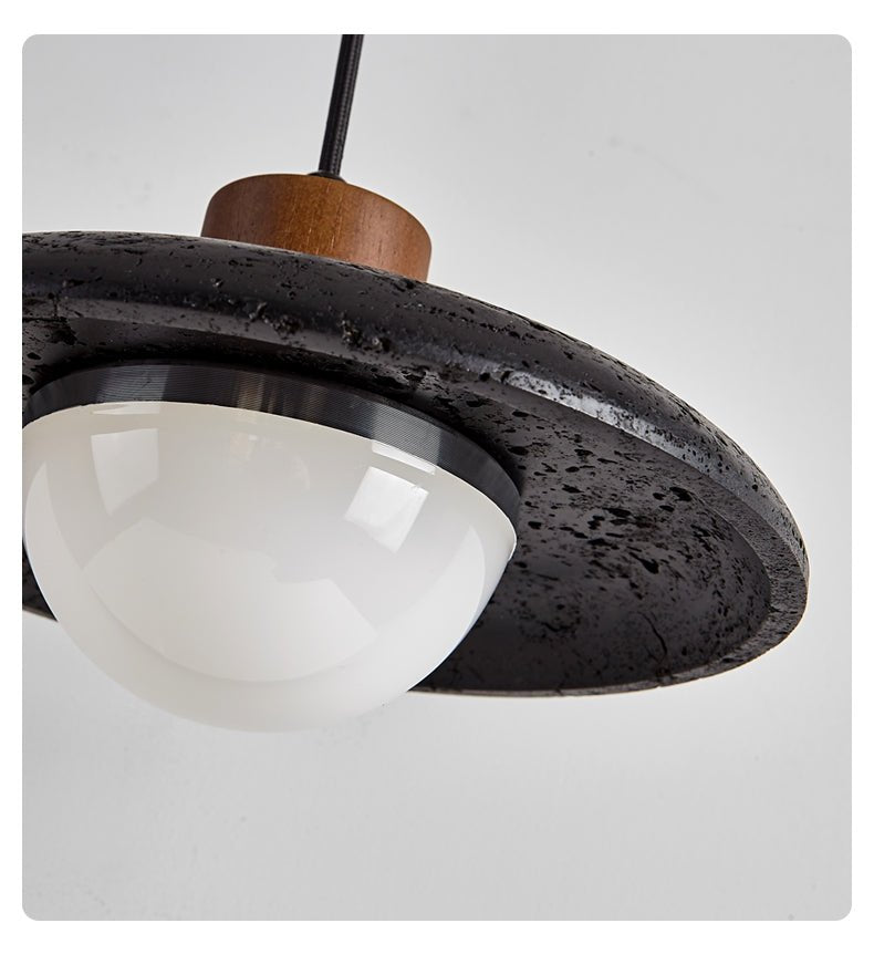 Zenk lámpara colgante de cúpula en travertino negro
