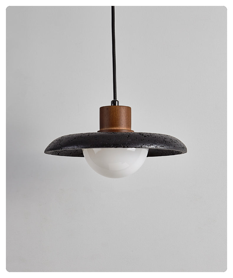 Zenk lámpara colgante de cúpula en travertino negro