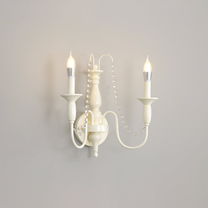 Jarnbruvys aplique de pared tradicional de vela en metal con decoración de cristal