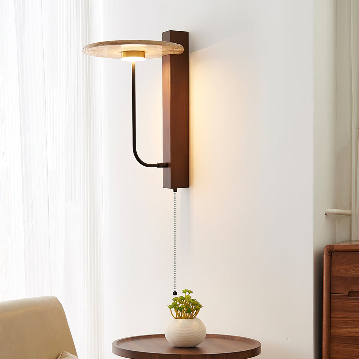 Viphayra aplique de pared con brazo articulado en travertino